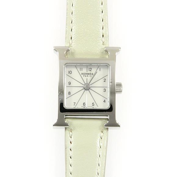 Used[C] Watch Hermes HH1.110 H Watch Quartz White Shell Arabic ing Y8Y