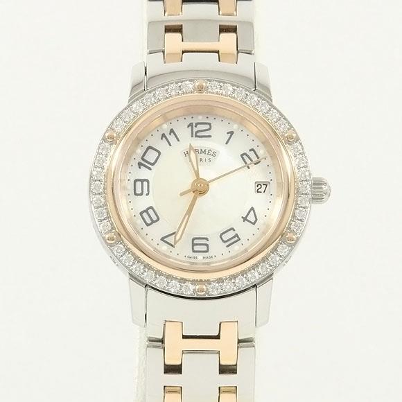 Used[B] Watch Hermes CP1.222 Clipper PG Combi / D Quartz White Shell Arabic S9S