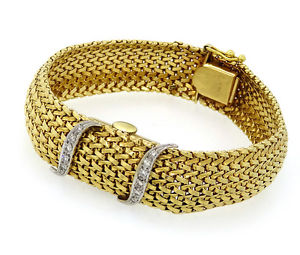 Vintage PIQUETTE Bracelet Watch, 14K Yellow Gold Bracelet Style with Diamonds