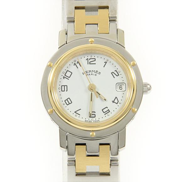 Used[B] Watch Hermes CL4.220 Clipper Combi Quartz White Arabic I9U
