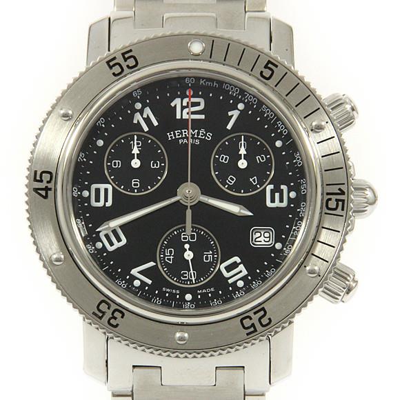 Used[B] Watch Hermes CL2.910 Clipper Diver Chronograph Quartz Black Arabic Q3Q