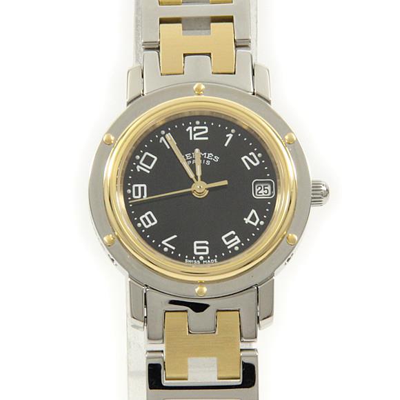 Used[B] Watch Hermes CL4.220 Clipper Combi Quartz Black Arabic O8Q