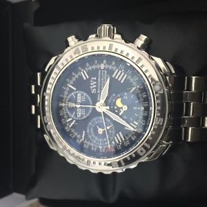 AUTHENTIC SWISS WATCH INTERNATIONAL 7751 MOON PHASE BLUE DIAL