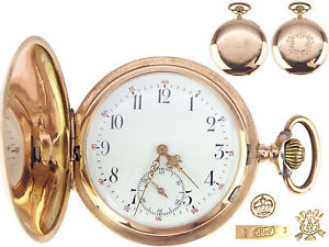 Jugendstil Schweizer Herren Sprungdeckel Taschenuhr 585 Gelb Gold 100,3 g !