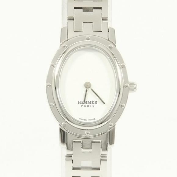 Used[B] Watch Hermes CO1.210.220 / 3786 Clipper Oval Quartz Silver V1R