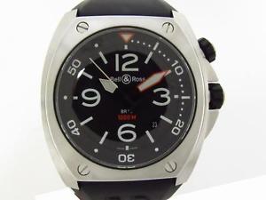 Auth Bell & Ross Stainless Steel Rubber Belt Marine Automatic Watch BR02-20-S