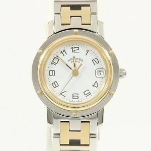 Used[B] Watch Hermes CL4.220 Clipper Combi Quartz White Arabic K4D