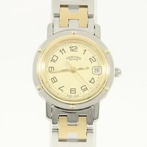 Used[B] Watch Hermes CL4.220 Clipper Combi Quartz Ivory Arabic S1F