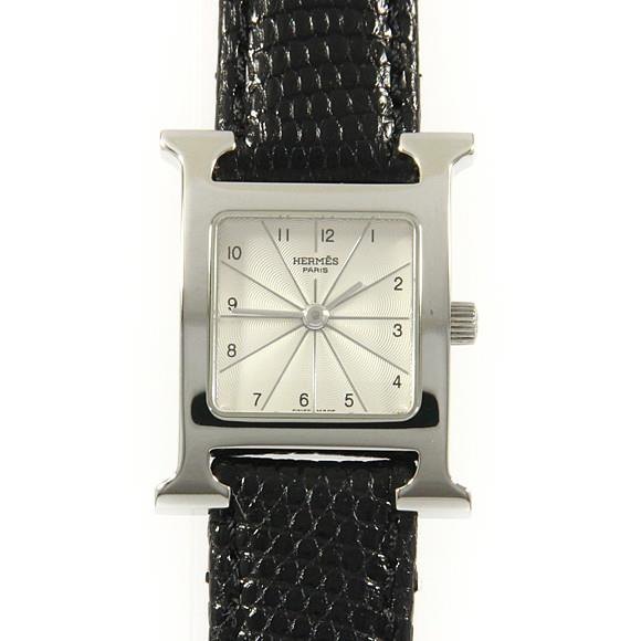 Used[B] Watch Hermes HH1.210 H Watch Quartz Silver Arabic Black D8T