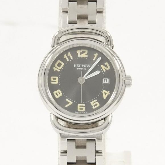 Used[B] Watch Hermes PU2.210 Pullman Quartz Grey Arabic With genuine BOX Q2K