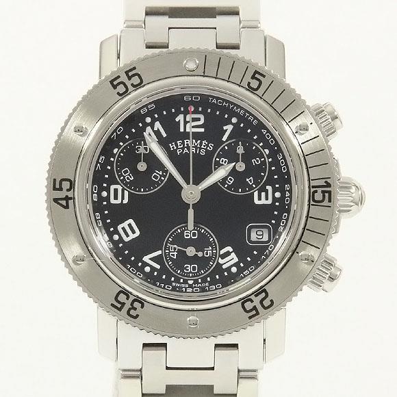 Used[B] Watch Hermes CL2.310 Clipper Diver Chronograph Quartz Black Arabic O4C