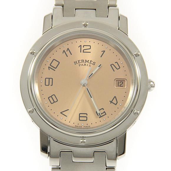 Used[B] Watch Hermes CL6.710 Clipper Quartz Pink Arabic With genuine BOX P6X