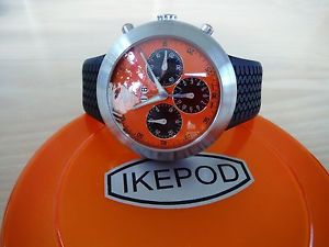 Very Rare Ikepod Orange Dial Hemipode Grand Date Chrono Automatic Sapphire Watch