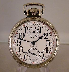 ELGIN VERITAS 23j 14k GOLD FILLED OF UP/D'N WIND INDICATOR RAILROAD POCKET WATCH