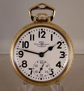 BALL 999B 21j OFFICIAL RR STANDARD 10k GOLD FILLED OPEN FACE 16s POCKET WATCH