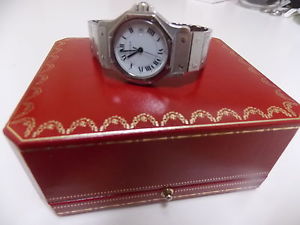 RELOJ CARTIER SANTOS RONDE, ACERO-AUTOMATICO-OCTOGONAL-ZAFIRO-33MM-FECHA-CAJA