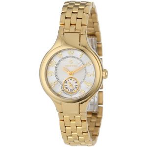 Philip Stein Womens 44GP-FMOP-SS5GP Round Gold Plated Mother-Of-Pearl Gold Plate