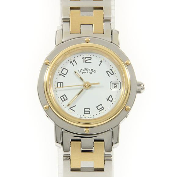 Used[B] Watch Hermes CL4.220 Clipper Combi Quartz White Arabic J9Z