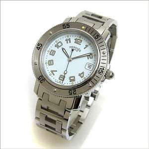 Pre-Owned HERMES Clipper Diver White Dial Unisex Quartz Wristwatch CL7.710, MR
