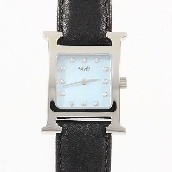 Used[B] Watch Hermes HH1.210 H Watch 12P Quartz Blue Shell Diamond F9T