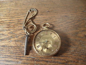 1B Antique solid 18K gold case pocket watch key wind
