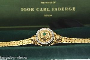 Igor Carl Faberge 14kt Yellow Gold Diamond & Emerald Ladies Watch 23.4gm