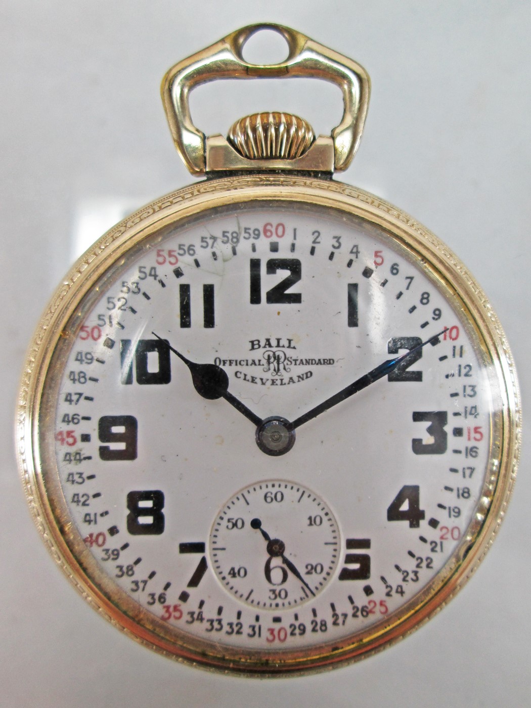 1940s Ball-Hamilton 998 Grade 16Sz 23J OF/SW/LS Official Standard RR PocketWatch