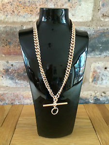 Antique 1913 George V Rose 9ct Gold Double Albert Chain Graduating 54 grams