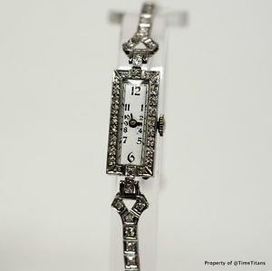 WAKMANN PLATINUM 10% IRIDIUM 1920's LADES DIAMOND COCKTAIL WATCH EARLY DECO LOOK