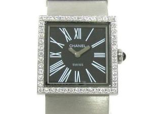 Auth CHANEL Stainless Steal Mademoiselle Diamond Bezel For Ladies Quartz Watch