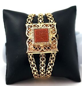 Rare Vintage Crawford Ladies 14k Gold 17 jewels Pearls & Stone Fancy Case 53.7gr
