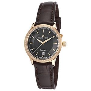 Maurice Lacroix Womens Dark Brown Alligator Black Dial 18K Rose Gold Case