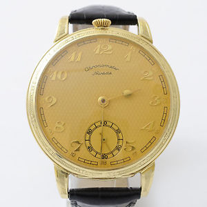 Big 48mm, luxurious NIVADA CHRONOMETER 14k gold watch from 1930's, ART DECO!