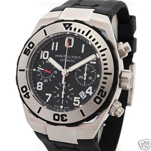 Auth HAMILTON "Khaki Navy Sab" H78716333 SS x Rubber Automatic, Men's watch