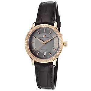 Maurice Lacroix Womens Black Alligator Gunmetal Dial 18K Rose Gold Case