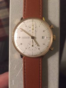rare gold Junghans Max Bill Chronoscope  027/7800.00 40mm chronograph watch