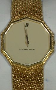 Ultra rare men's 18k yellow gold Audemars Piquet Decagon shape watch 73.3 GRAMS