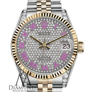 Rolex Datejust Pave Pink Roman Diamond Dial Stainless Steel & 18kt Yellow Gold