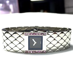 Authentic Fashionable CHANEL Stainless Steel Ladies Watch w/ PINK SAPPHIRES