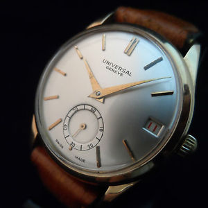 VINTAGE UNIVERSAL GENEVE 18K SOLID PINK GOLD MENS AUTOMATIC WATCH