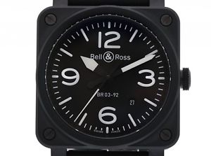 Bell & Ross Aviation BR 03-92 Black Matte Keramik Automatik Armband Kautschuk