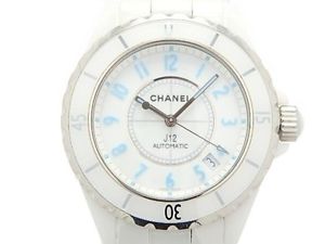 Used[A] Watch Men CHANEL J12 Blue Light H3827 Automatic White / Blue Light N5P
