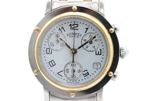 Used[A] Watch HERMES Clipper Chrono CL1.320 quartz white GP / SS F3S