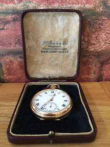 Superb 9ct Gold 1940 Open Faced Pocket Watch & Case by James William Benson