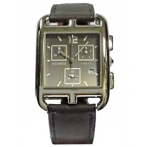 HERMES Mod. CAPE CODE CRONO QUARTZ SS CASE LEATHER STRAP