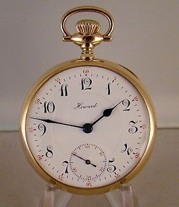 ANTIQUE E.HOWARD 23j SERIES 0 14k SOLID GOLD OPEN FACE 16s RAILROAD POCKET WATCH
