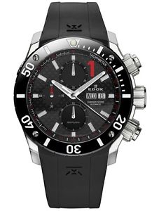 Edox Men's 01114 3 NIN Class 1 Automatic Chronograph Black Dial Rubber Watch