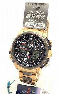 CITIZEN Attesa Jet Setter Nos ATV53 2934 Quartz Black Gold Titanium Mint #0298