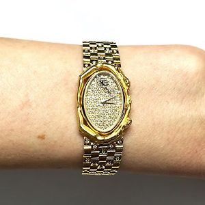 Stunning CARRERA Y CARRERA 18K Gold Ladies Watch w/ Factory Diamonds In Box