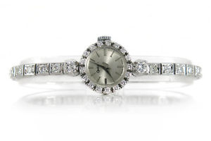 Vintage Optima Cockatil Uhr 750 Weißgold Handaufzug Diamanten [BRORS 12884]